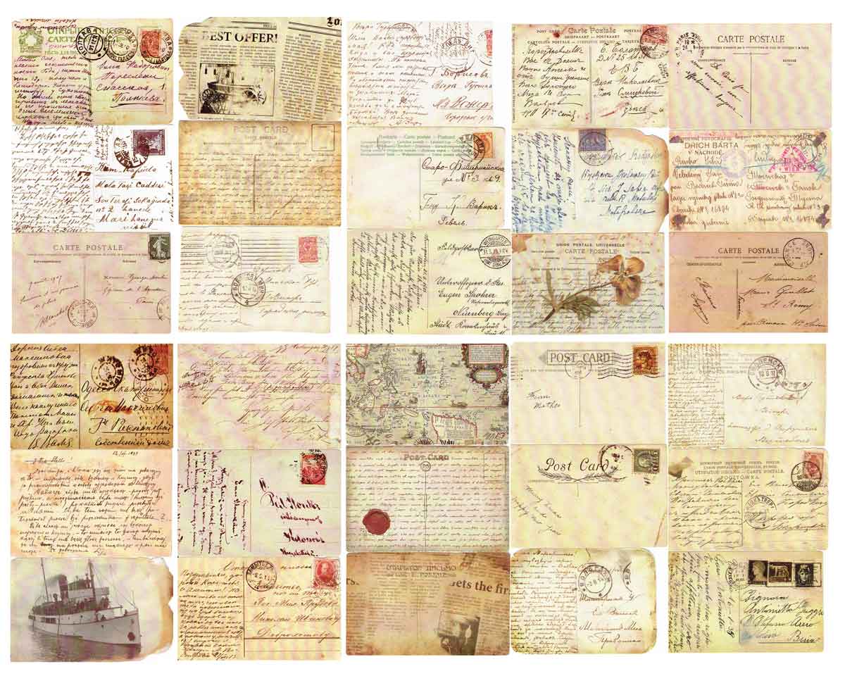 古い手紙のポストカード レトロ アンティーク風 1箱30枚入り 